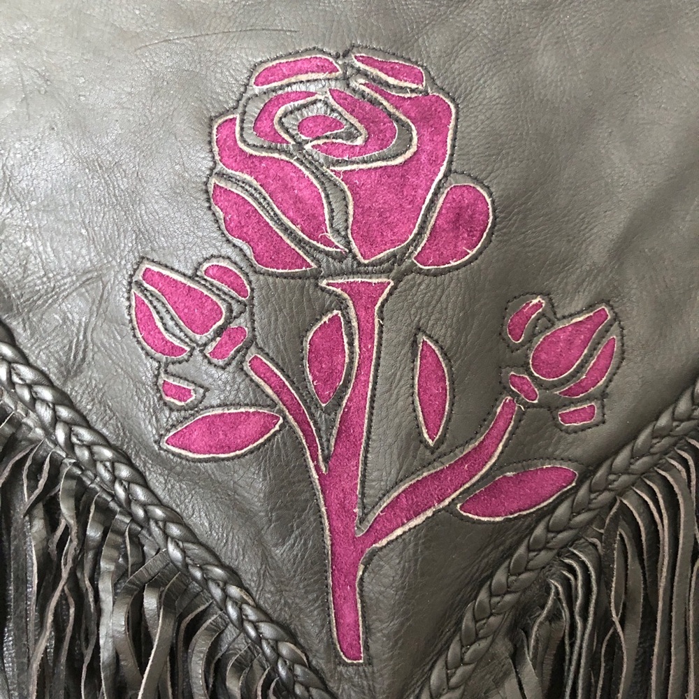 Vintage Unik International Inc Black Purple Motorcycle Leather Vest Size Small. - Picture 7 of 8